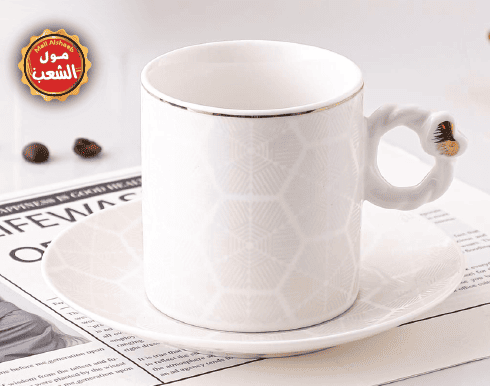 طقم شاي رويال 6 كاسات و 6 صحون 