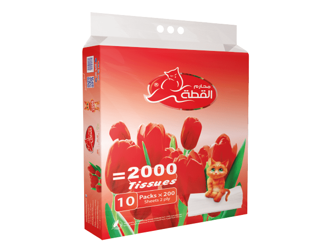 القطة مناديل احمر 200 منديل *10
